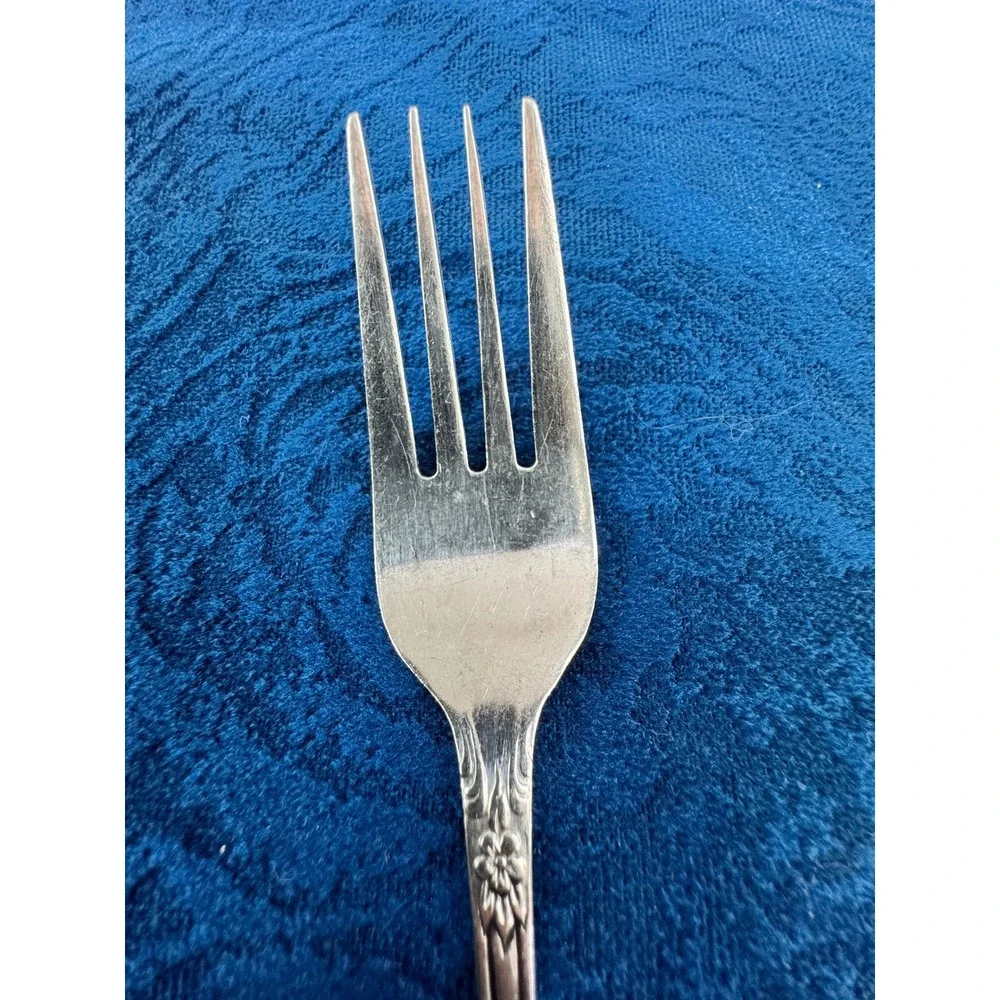 Rogers Dream Rose Stainless Korea Floral Pattern Salad Fork Silverware Glossy